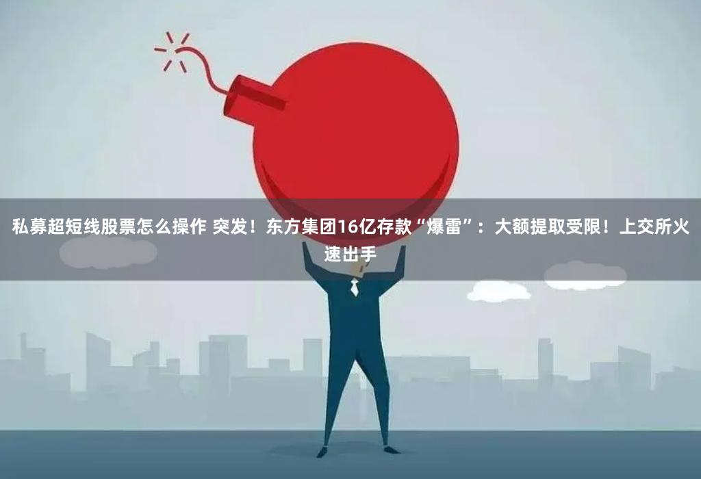 私募超短线股票怎么操作 突发！东方集团16亿存款“爆雷”：大额提取受限！上交所火速出手